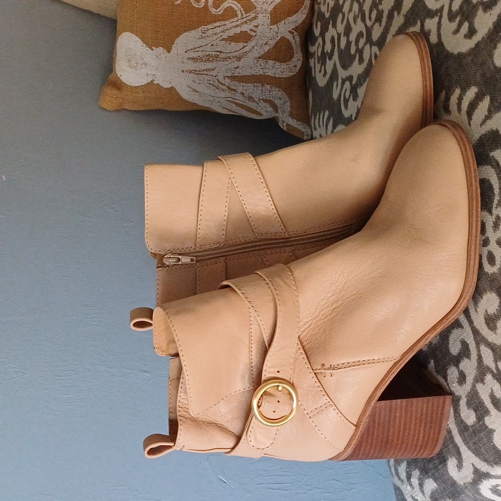 🔥🔥🔥Crown Vintage Courla Tan Leather Heeled Ankle Zip Boots 11 Coachella